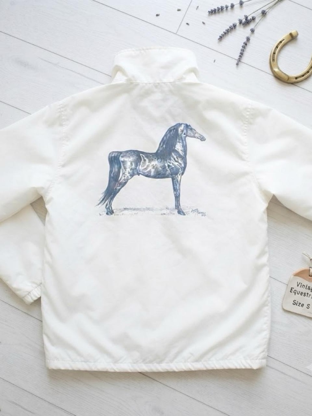 Women’s White Horse-Print Rain Jacket
